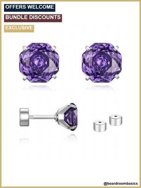 Rose-Cut Zircon Titanium Steel Screw Back Stud Earrings